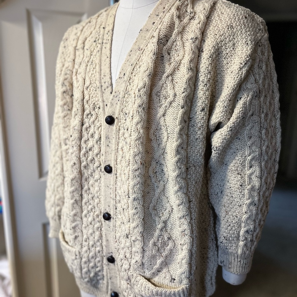 Cream Cable Knit Cardigan Sweater